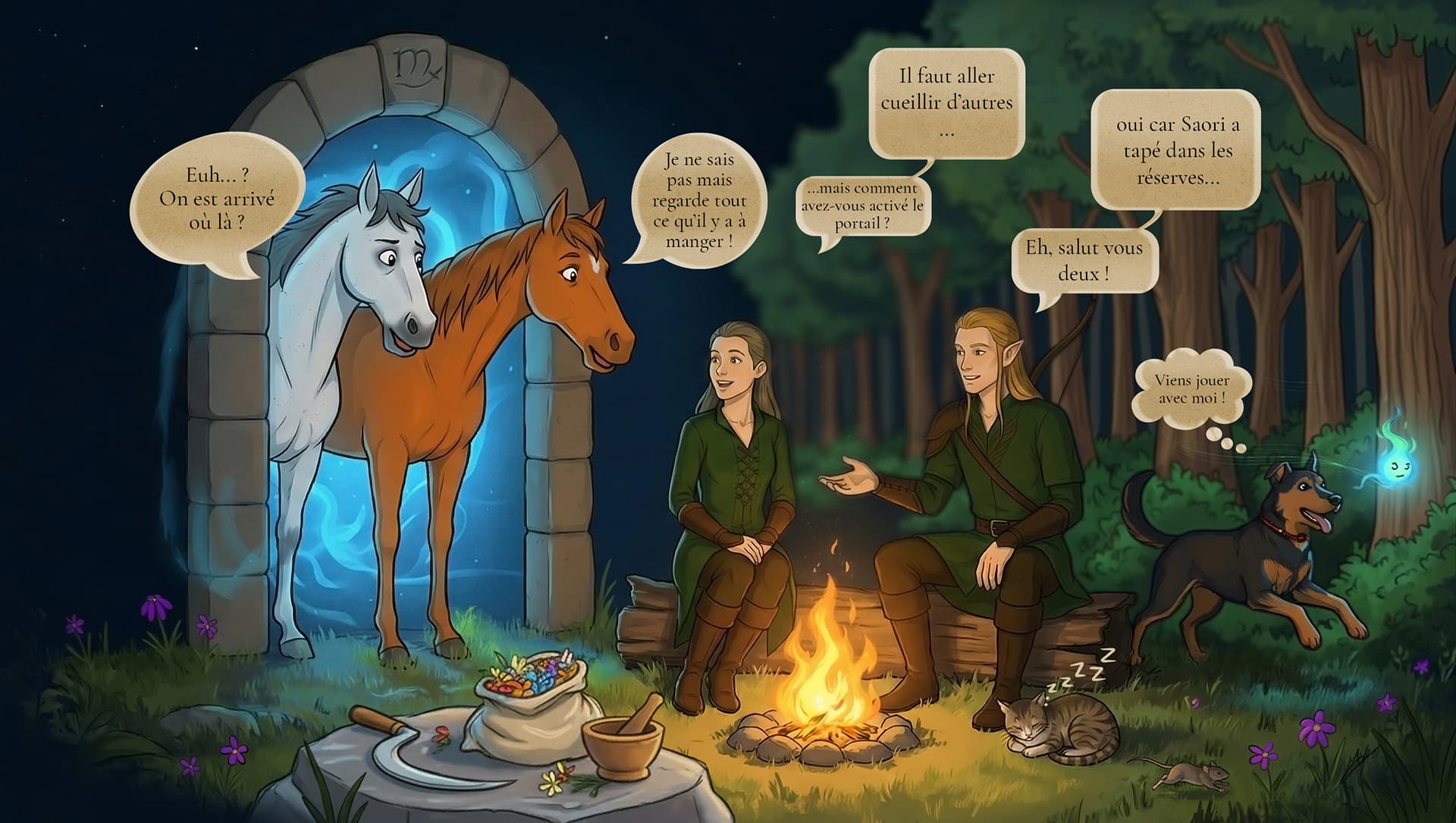 Ezia et Astone à la recontre de Mea, Alfi, Yoda et Saori Ezia et Astone à la recontre de Mea, Alfi, Yoda et Saori