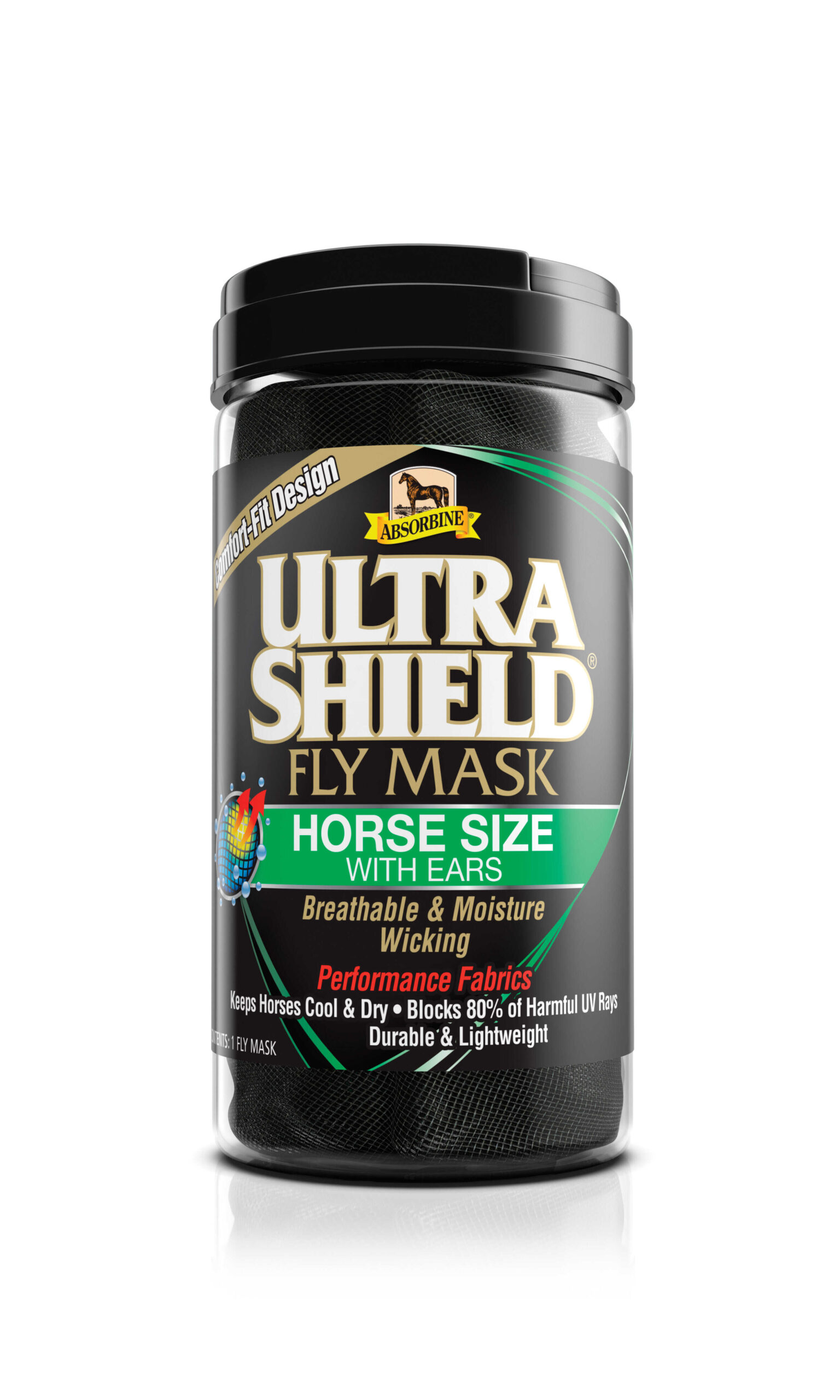 Masque anti mouche et anti UV Absorbine avec oreille taille cheval